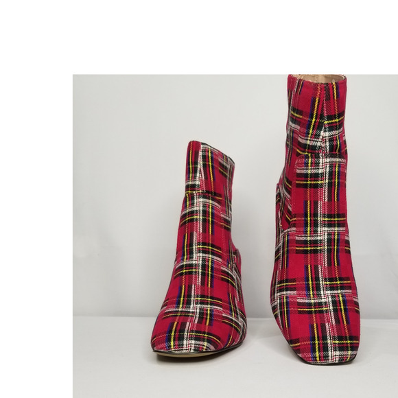Betsey Johnson Women's Rayln Plaid Boots Size 8 Red/Silver/Black NWT - Picture 7 of 9